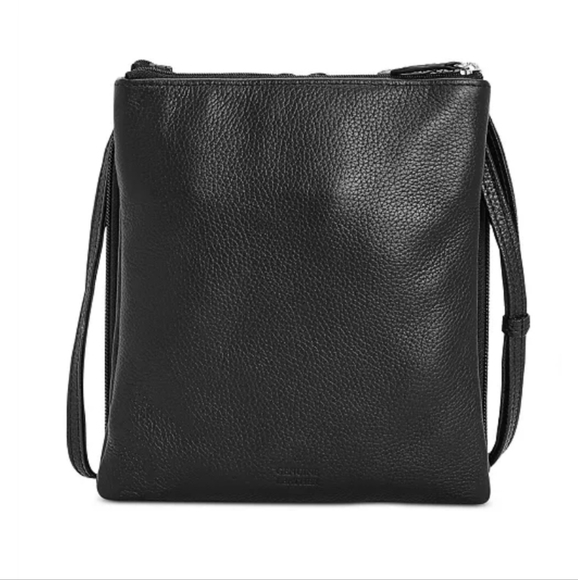 Giani Bernini Tripe-zip Pebble Leather Dasher Crossbody Bag -Black - Picture 2 of 5